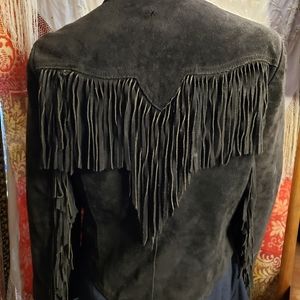 Vintage cropped fringe leather jacket